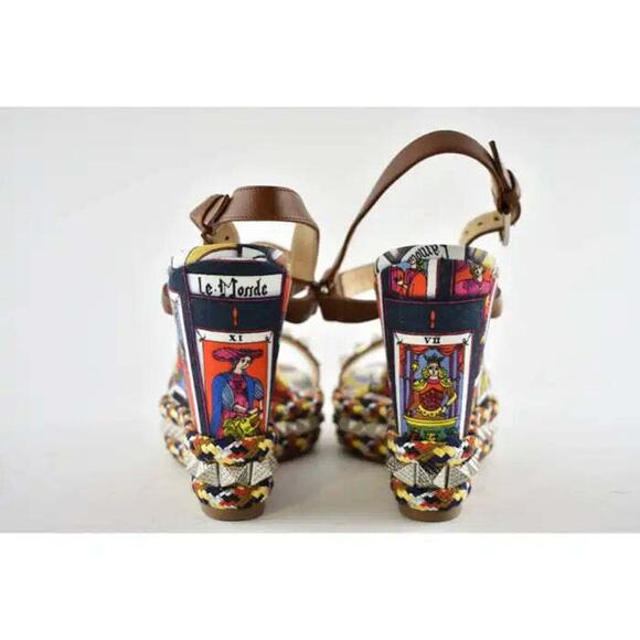 Christian Louboutin Pyraclou 110 Tarot Card Platform Wedge Sandal Heel Pump 39 - Picture 11 of 12